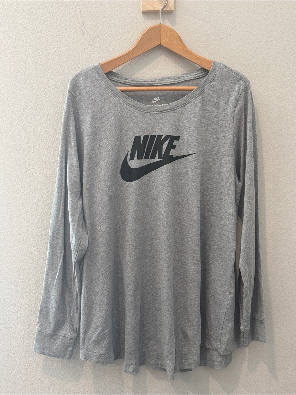 Nike Gray Long Sleeve Logo Tee